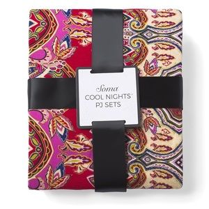 Soma COOL NIGHTS Long Sleeve Pajama Set Geometric Paisley Size Medium NWT
